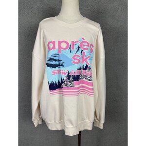 Selfie Juniors' Après Ski Snowland And Sun Cozy Fleece Sweatshirt Size XL NWT's